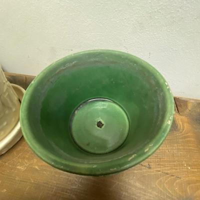 Pair of VIntage McCoy Hobnail Planters with Leaves and Berries Design