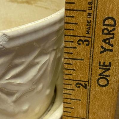 Pair of VIntage McCoy Hobnail Planters with Leaves and Berries Design