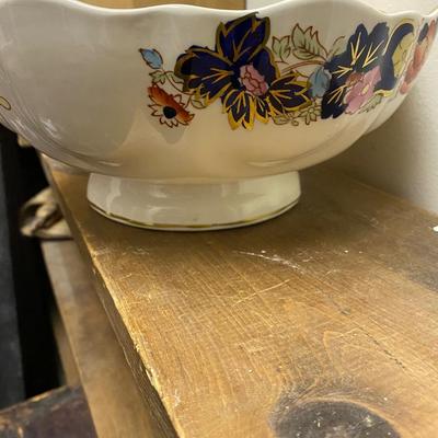 Mason's Mandarin ironstone charger, large round platter, cobalt blue and gold with floral patterns