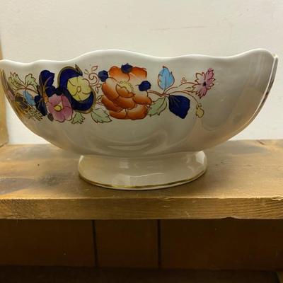 Mason's Mandarin ironstone charger, large round platter, cobalt blue and gold with floral patterns