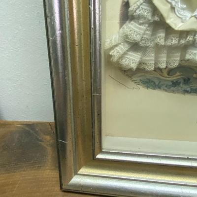 Circa 1870s La Mode Illustree Fabric Embellished Victorian 3D Shadow Box Dress Fashion Print
