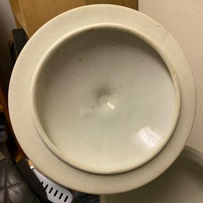 Mid 20th Century Chinese Blue and White Floral & Landscape Porcelain Lidded Urn