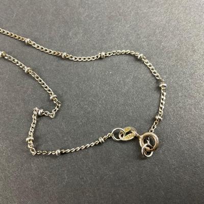-143- SILVER | Sterling Monogrammed M Necklaces With Diamond Chips | Marked