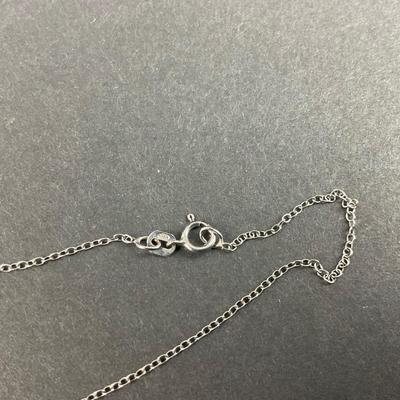 -143- SILVER | Sterling Monogrammed M Necklaces With Diamond Chips | Marked
