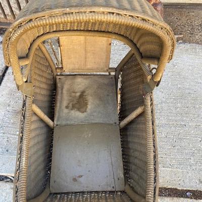 Antique Victorian Baby Doll Stroller Vintage Wicker Carriage