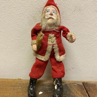 VTG Clay Painted Face SANTA Figurine Christmas Ornament