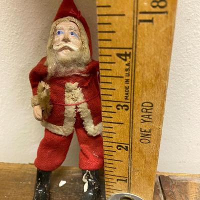 VTG Clay Painted Face SANTA Figurine Christmas Ornament