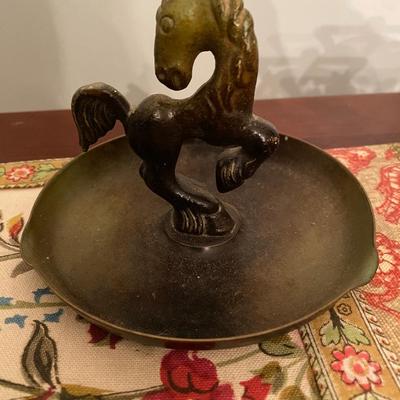 Vintage Ystad Brons horse trinket tray