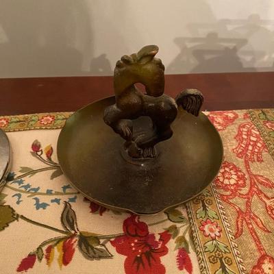 Vintage Ystad Brons horse trinket tray