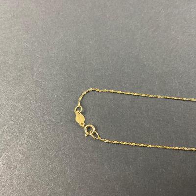 -145- GOLD | 14K Chain & Pendant With Blue Stone | Marked