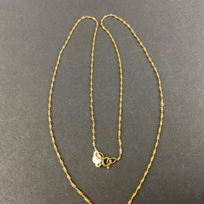 -145- GOLD | 14K Chain & Pendant With Blue Stone | Marked