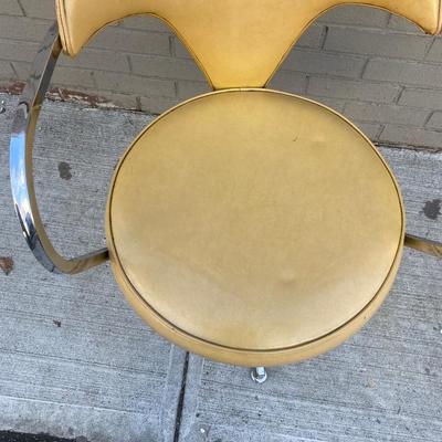 Contempo Frames Inc. Mid-Century Modern yellow vinyl chrome frame chair