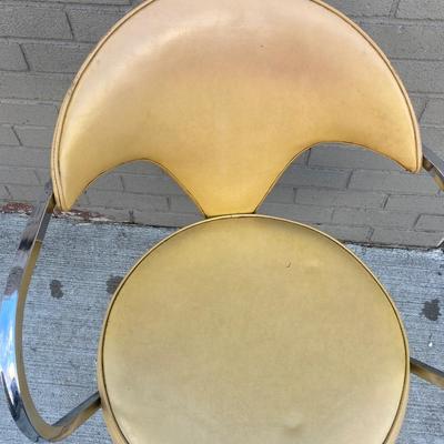 Contempo Frames Inc. Mid-Century Modern yellow vinyl chrome frame chair