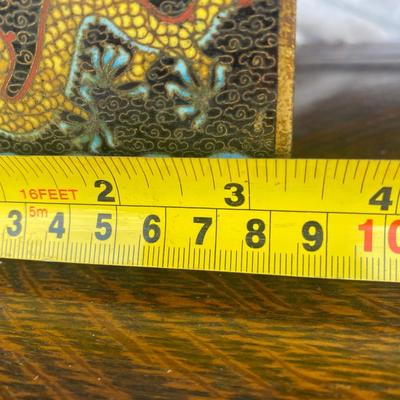 ANTIQUE OLD CHINESE PORCELAIN ENAMEL CLOISONNE DRAGON JEWELRY BRONZE BOX