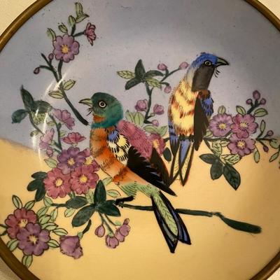 Porcelain Hand Painted Chinoiserie Style Birds