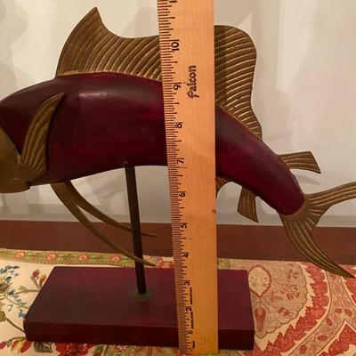 MCM Frederick Cooper Style Brass Wood Marlin Sculpture