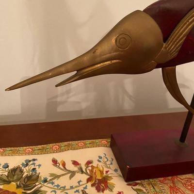 MCM Frederick Cooper Style Brass Wood Marlin Sculpture
