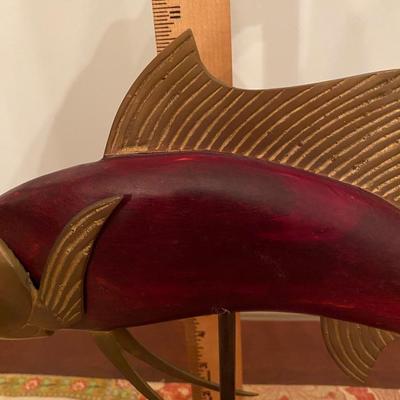MCM Frederick Cooper Style Brass Wood Marlin Sculpture