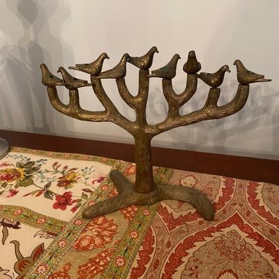 Brass doves of peace menorah