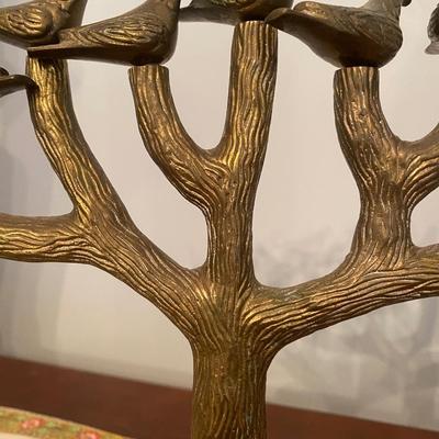 Brass doves of peace menorah