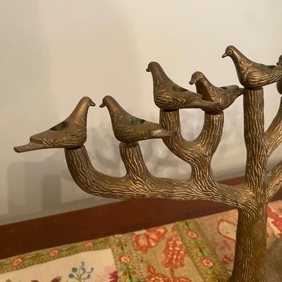 Brass doves of peace menorah