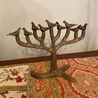 Brass doves of peace menorah