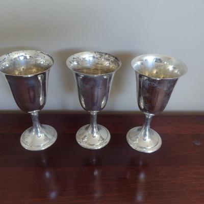 Three Alvin Sterling Silver Goblets- Total Approximate Weight 351 Grams
