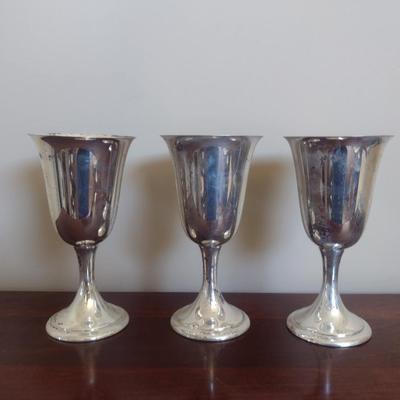 Three Alvin Sterling Silver Goblets- Total Approximate Weight 351 Grams