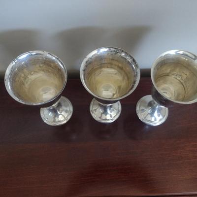 Three Alvin Sterling Silver Goblets- Total Approximate Weight 351 Grams