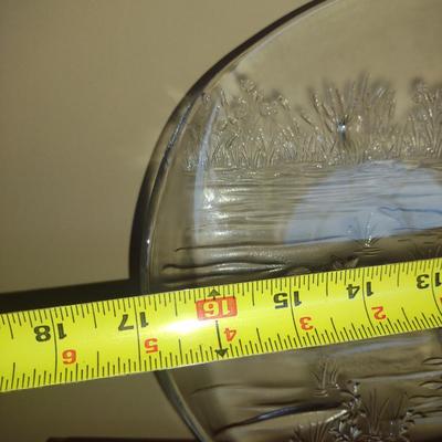 Glass Serving Set with Etched Duck Design