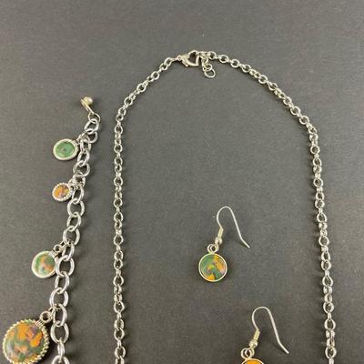 -164- COSTUME JEWELRY | Matching Necklace, Bracelet, & Earrings Set