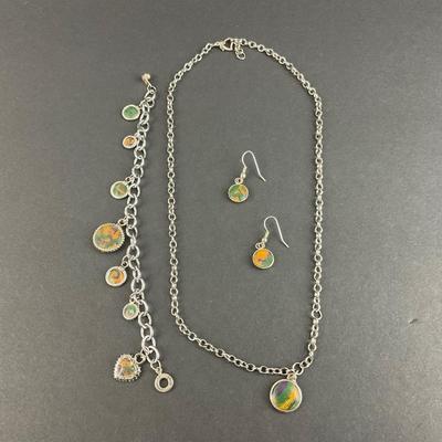 -164- COSTUME JEWELRY | Matching Necklace, Bracelet, & Earrings Set