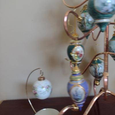 Hand Painted Porcelain Ornaments with Metal Tree