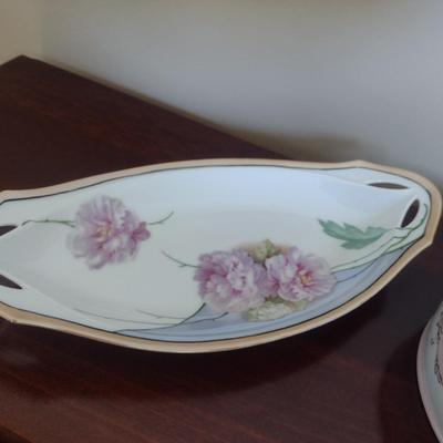 Collection of Hand Painted Porcelain- Plate, Trinket Box, Curved Dish