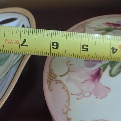 Collection of Hand Painted Porcelain- Plate, Trinket Box, Curved Dish