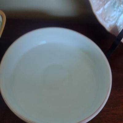 Collection of Hand Painted Porcelain- Plate, Trinket Box, Curved Dish