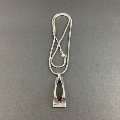 -170- MONET | Silver Tone Chain & Pendant | Marked