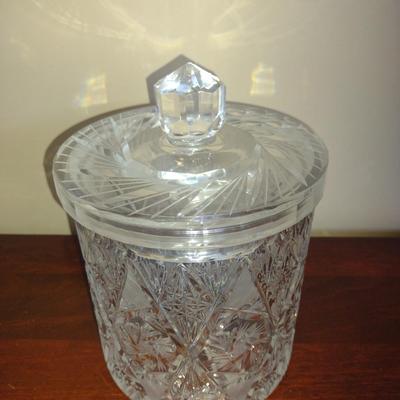 Large, Crystal Biscuit Barrel- Approx 6" in Diameter, 8 3/4" Tall