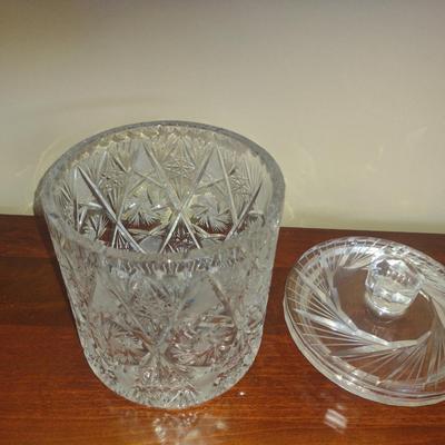 Large, Crystal Biscuit Barrel- Approx 6" in Diameter, 8 3/4" Tall