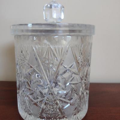 Large, Crystal Biscuit Barrel- Approx 6" in Diameter, 8 3/4" Tall