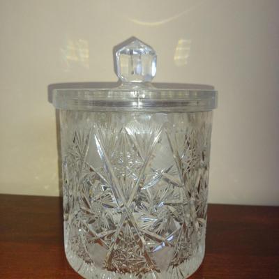 Large, Crystal Biscuit Barrel- Approx 6" in Diameter, 8 3/4" Tall
