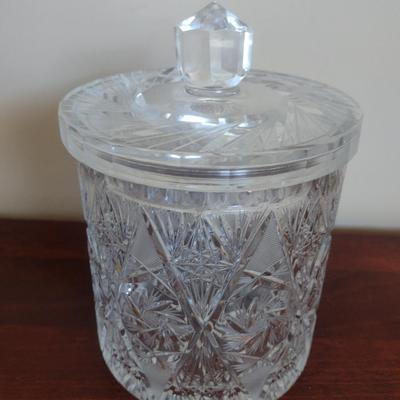 Large, Crystal Biscuit Barrel- Approx 6" in Diameter, 8 3/4" Tall