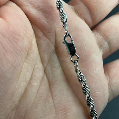 -174- SILVER | Sterling 925 Rope Chain Necklace | Marked