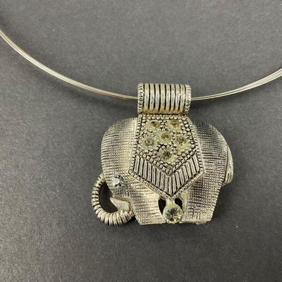 -180- JEWELRY | Elephant Silver Tone Necklace & Earrings Set
