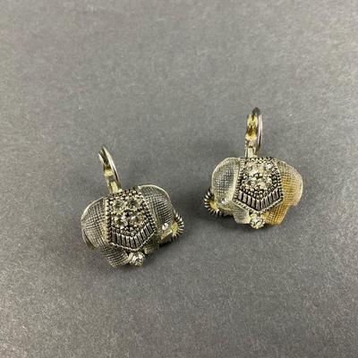 -180- JEWELRY | Elephant Silver Tone Necklace & Earrings Set