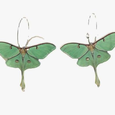 Acrylic Green Butterfly Wing Earrings Personalized Fashion Colorful Insect Moth Butterfly Hook Earrings Statement Lightweight Animal...