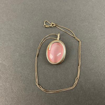 -186- SIVLER | Sterling 925 & Pink Stone Necklace | Marked