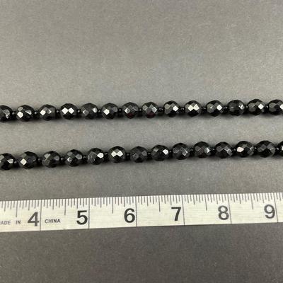 -187- COSTUME JEWELRY | Black Beaded Necklace & Earrings Set