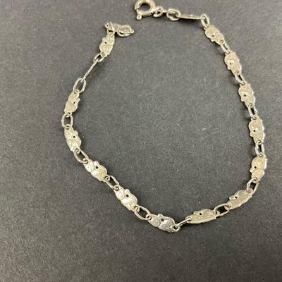 -188- SILVER | Sterling D 925 Italy Cats Bracelet | Marked