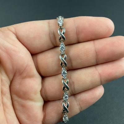 -189- SILVER | Sterling With CZ Bracelet | Marked